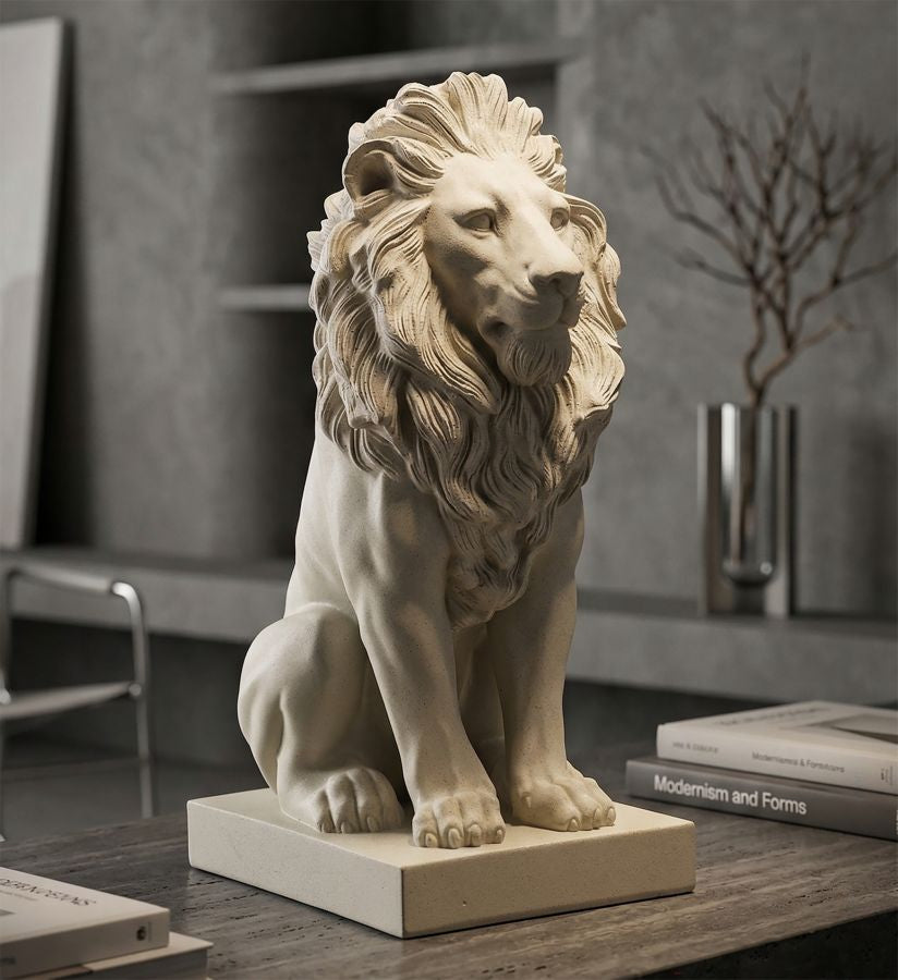 Valtoro Lion Skulptur Klassisch Steinoptik Dekofigur 40 cm