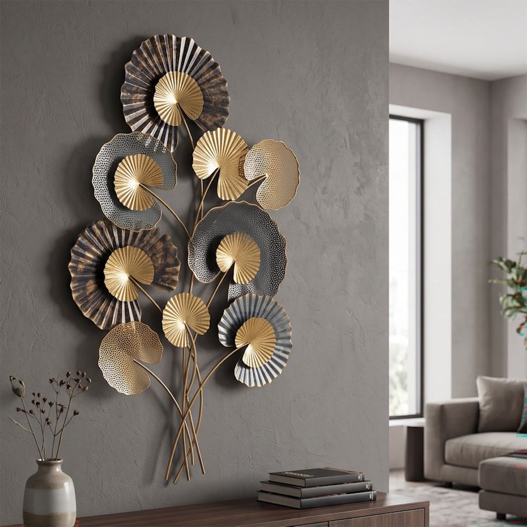 Wanddekoration Liora aus Metall in Gold und Schwarz 109cm
