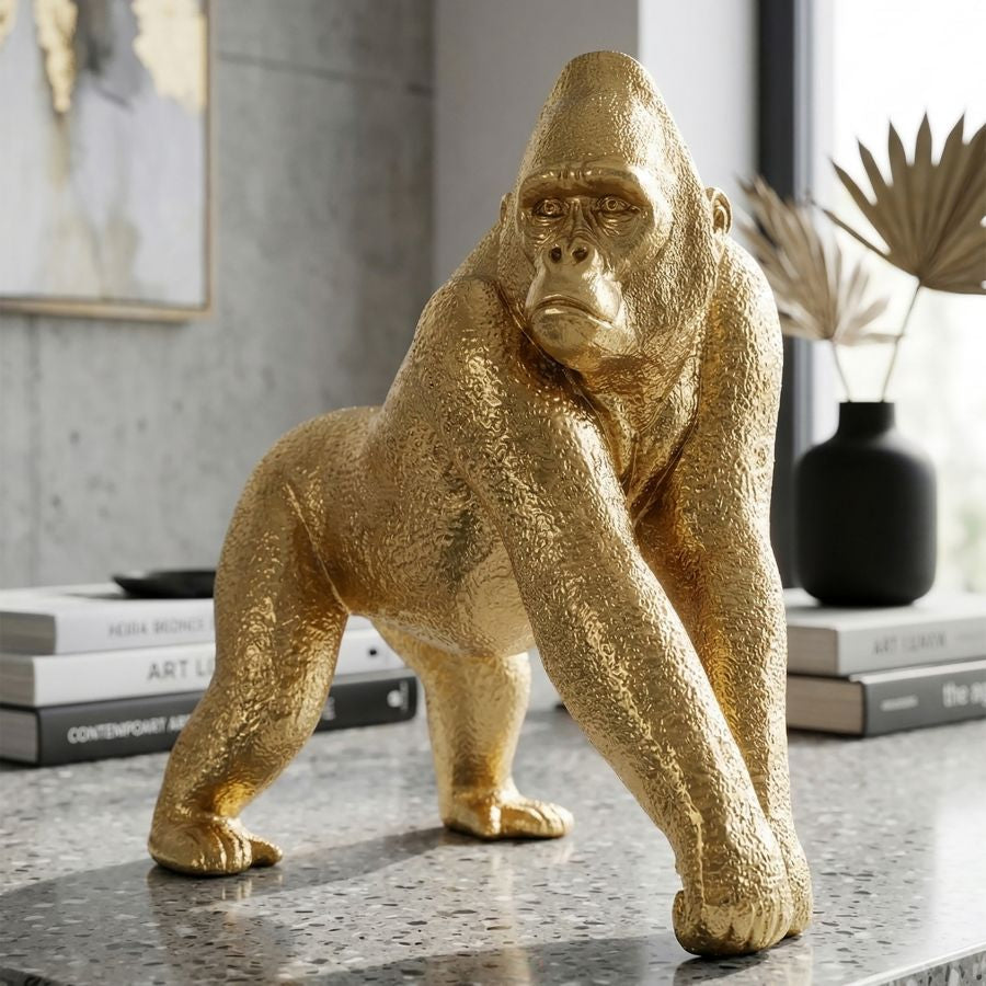 Dekofigur Gorilla Gold 24,3 cm moderne Tierfigur