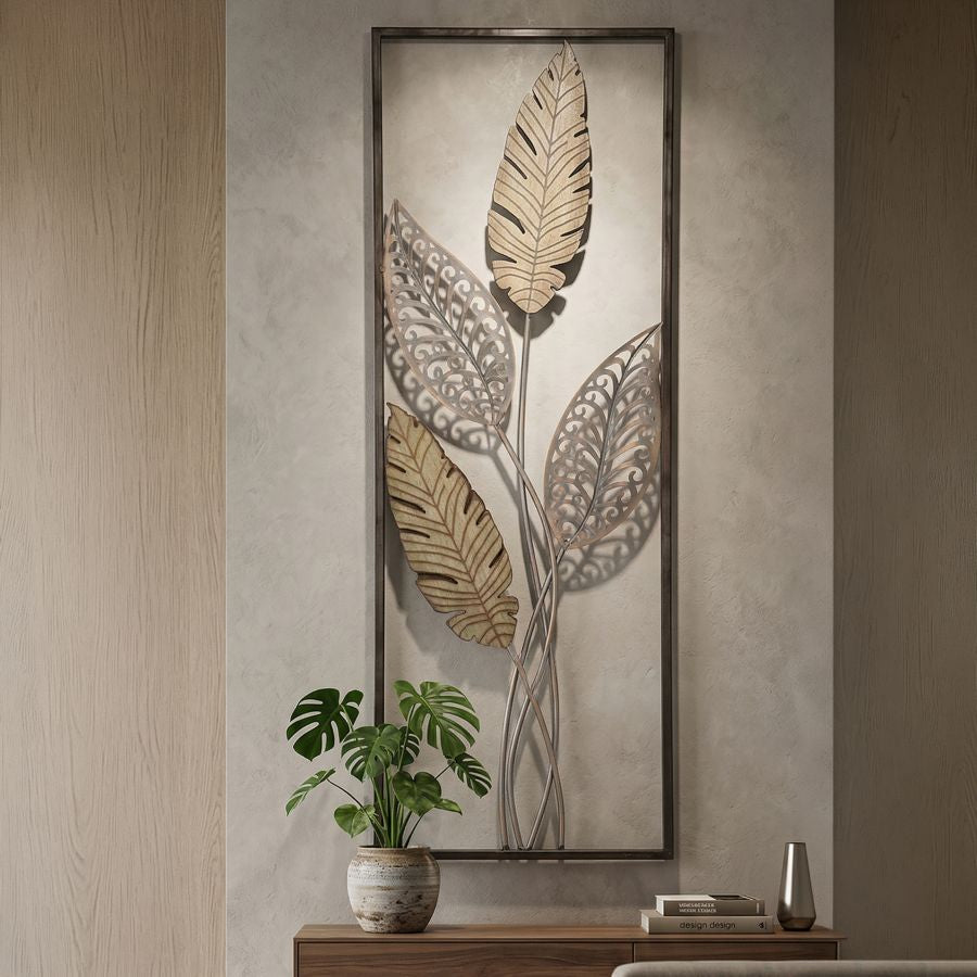 Wandbild Blätter naturfarben 91 x 30,5 cm