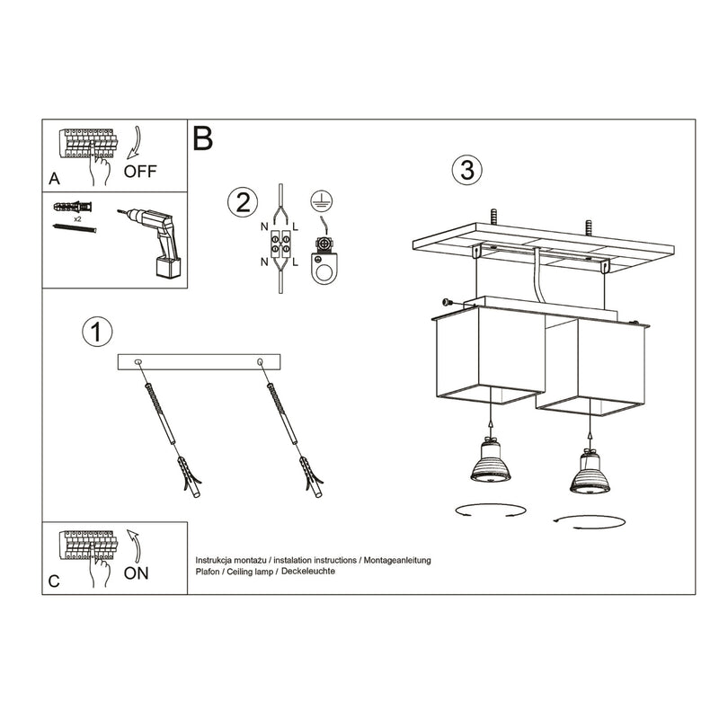 Ceiling light QUAD 2 black