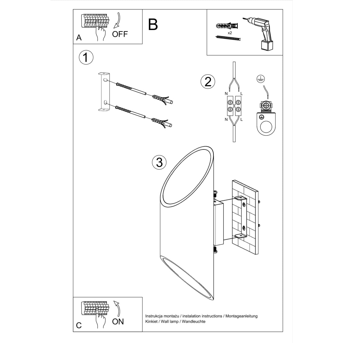 Wall light PENNE 30 black