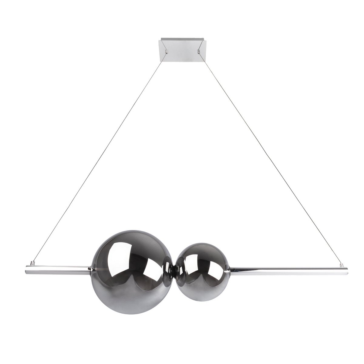 LED Pendelleuchte chrom "NOVA" aus chromfarbenem Metall, Kunststoff und Rauchglas, mit fest verbauten LEDs, ca. 105 cm lang