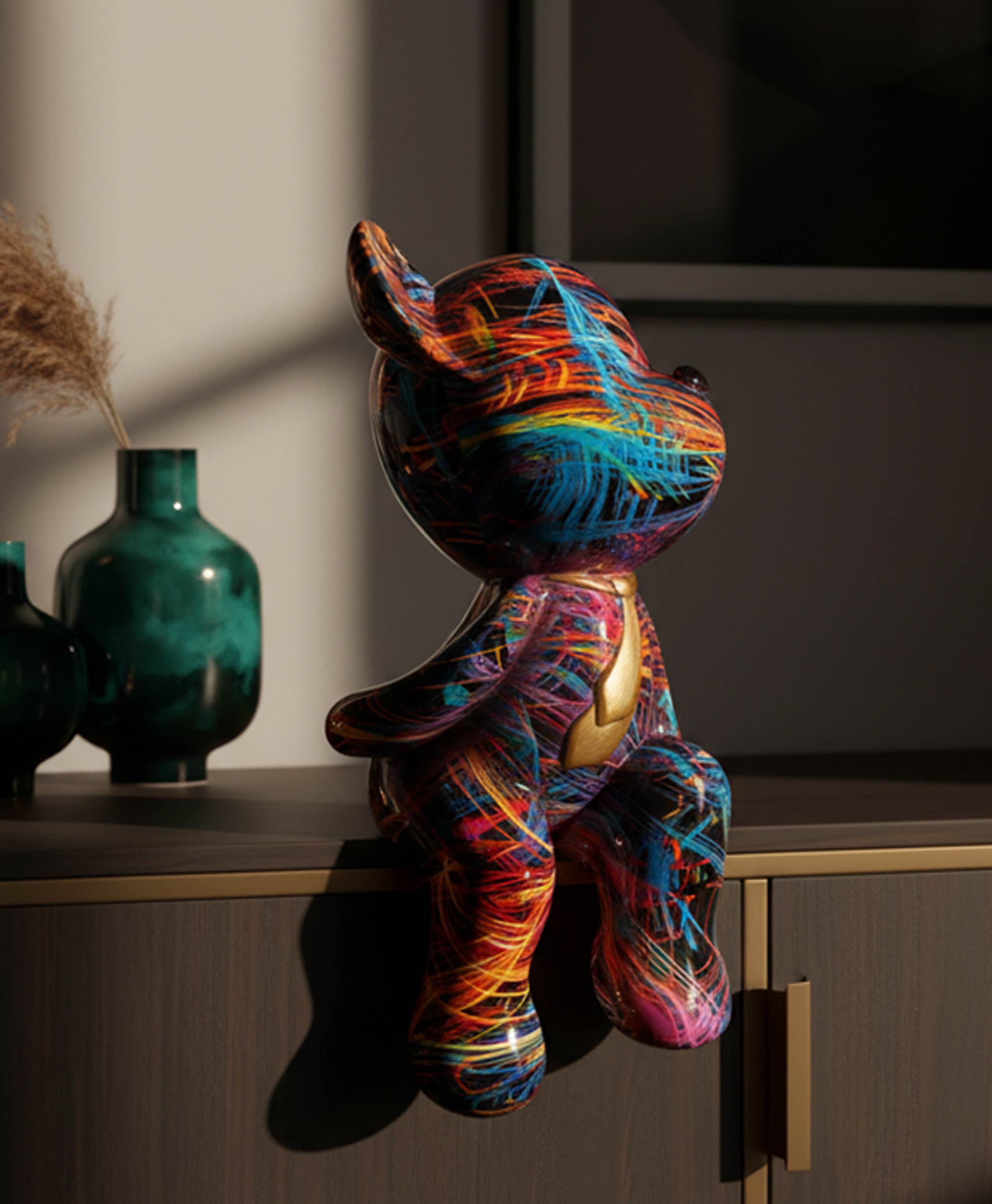 Dekofigur Psycoro Streetart Bär modern bunt