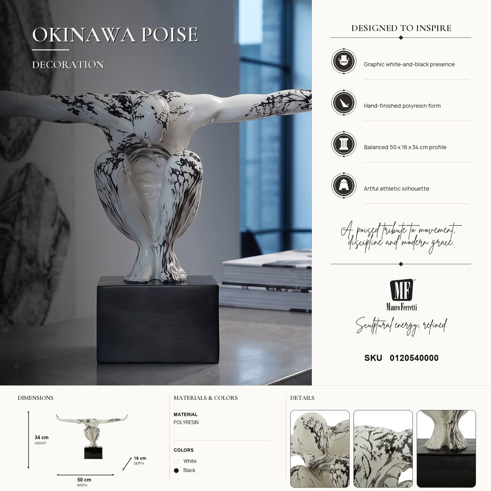 Dekofigur Gymnastik Skulptur Okinawa modern 50 cm