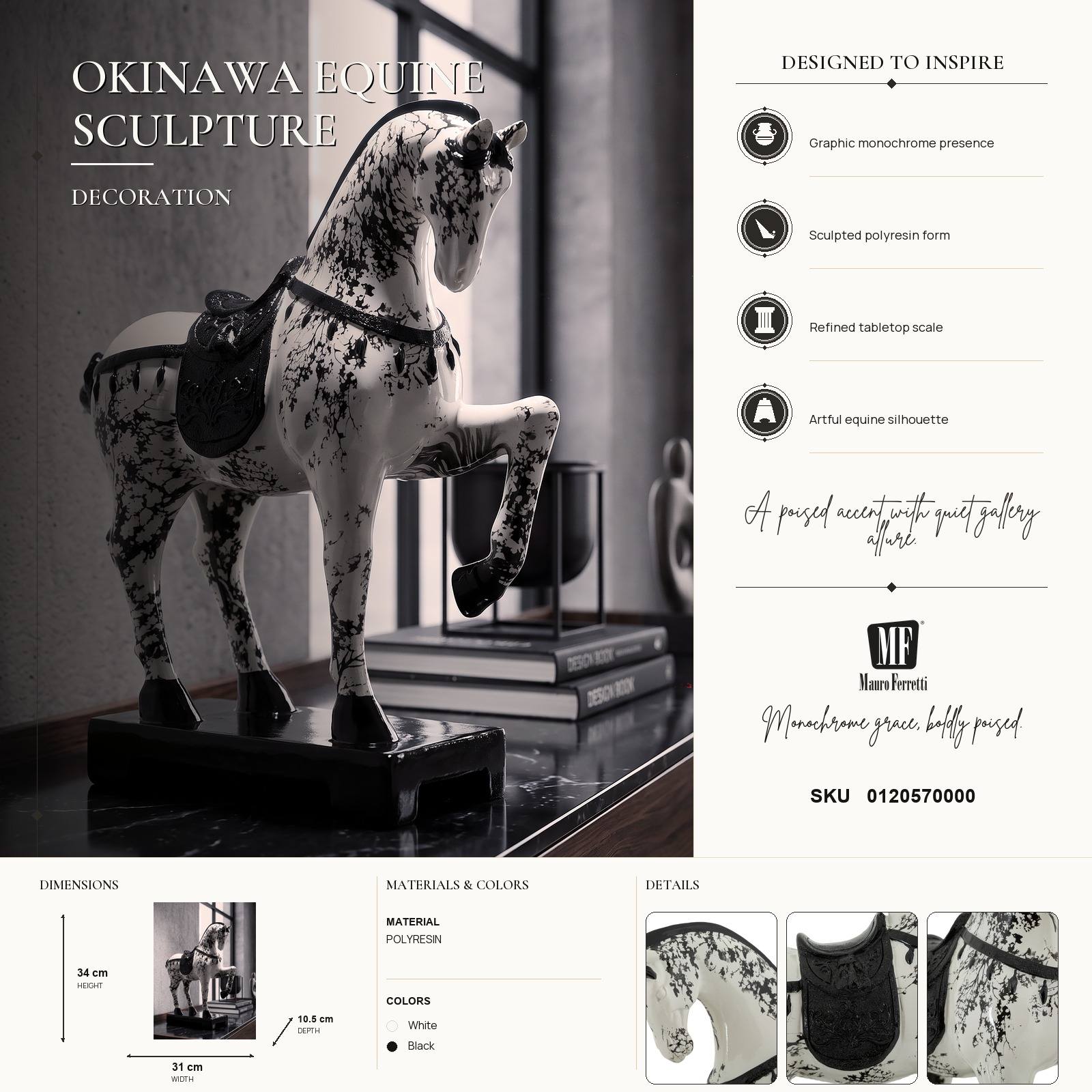 Skulptur Okinawa Cavallo Pferd Dekofigur modern 34 cm