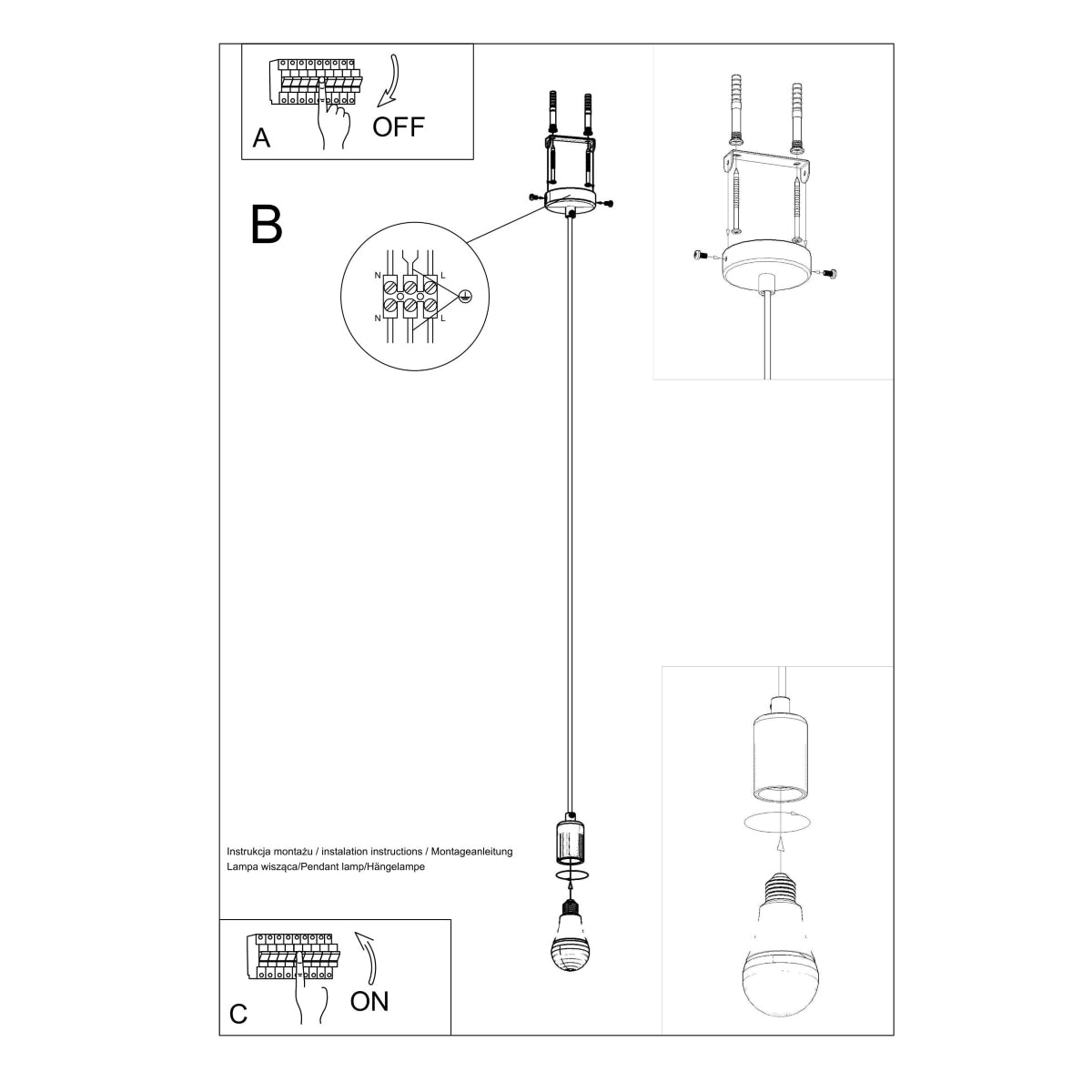 EDISON hanging light black