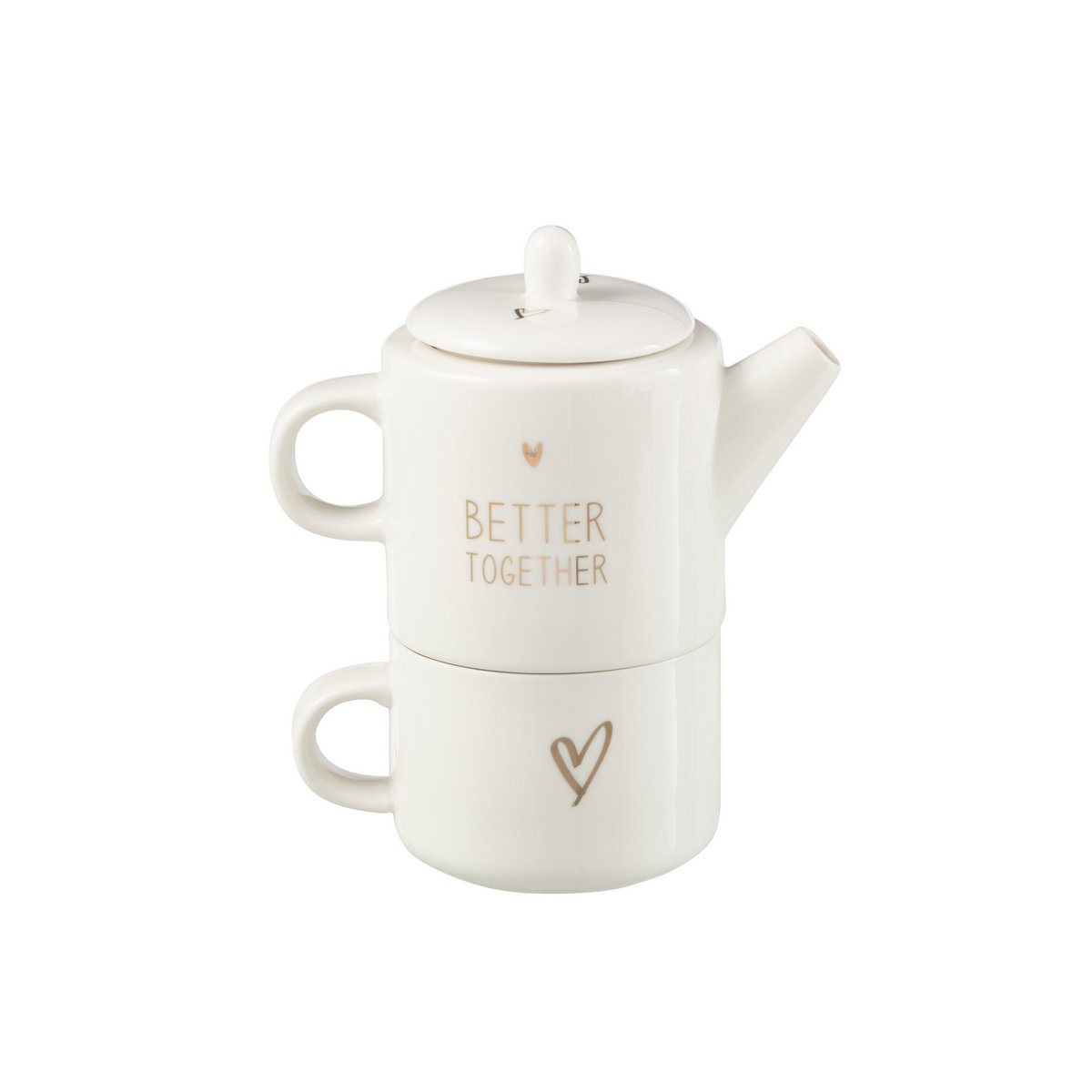 J-Line Thepot + Thetas Herz-Geschenkbox, Keramik, Weiß