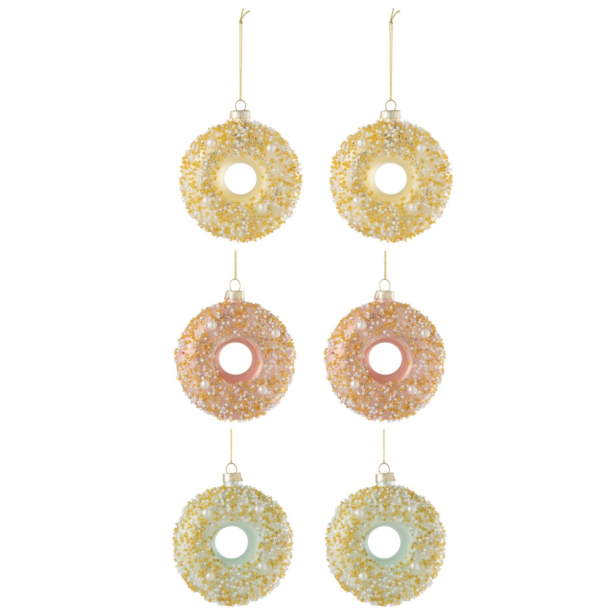 J-Line Box mit 6 Donut-Anhängern, 2+2+2 Pailletten, Glasmischung