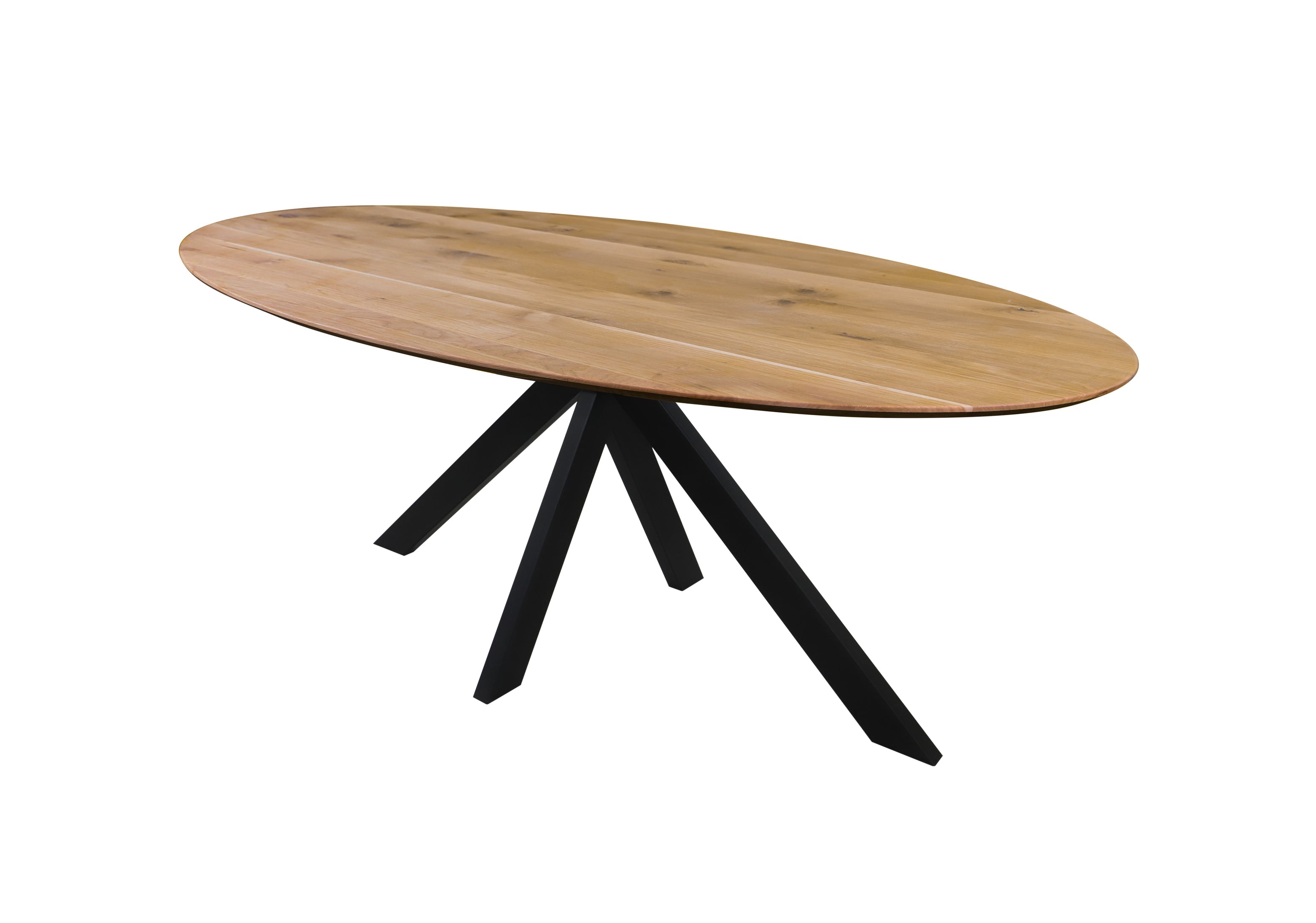 Dining table Emil Oval with Swiss edge Spider frame solid wild oak