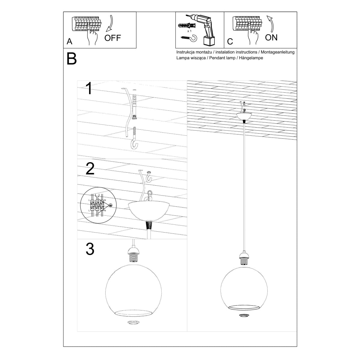 BALL hanging light graphite