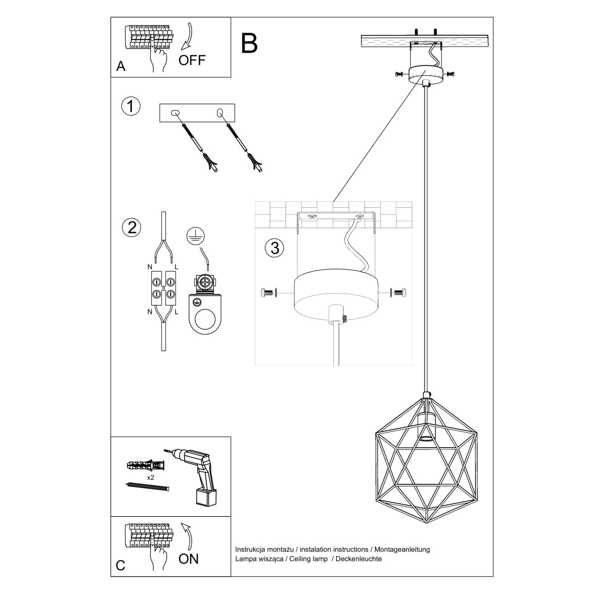 GASPARE hanging light white