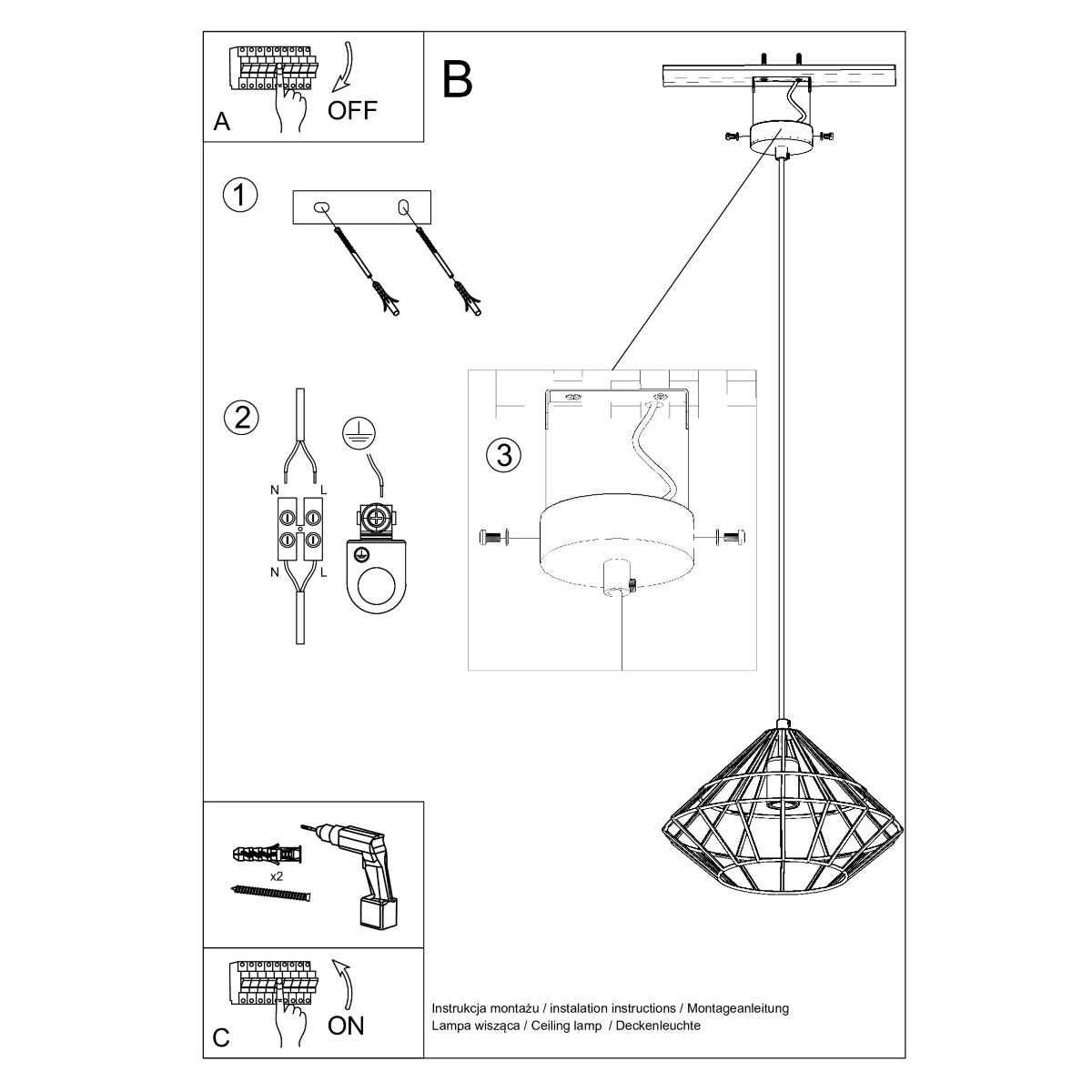 UMBERTO hanging light black