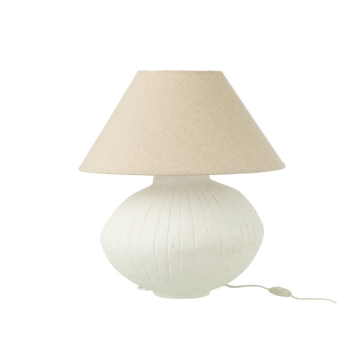 J-Line Lampentopf + Kap Pappmaché Weiß