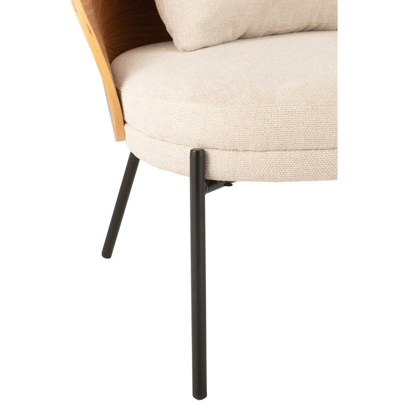 Lone lounge chair made of wood and metal in natural beige – stylish and comfortable