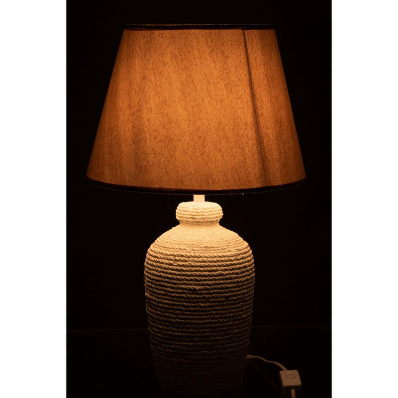 Tischlampe Esmee Zement Textil Weiß Beige E27 40W