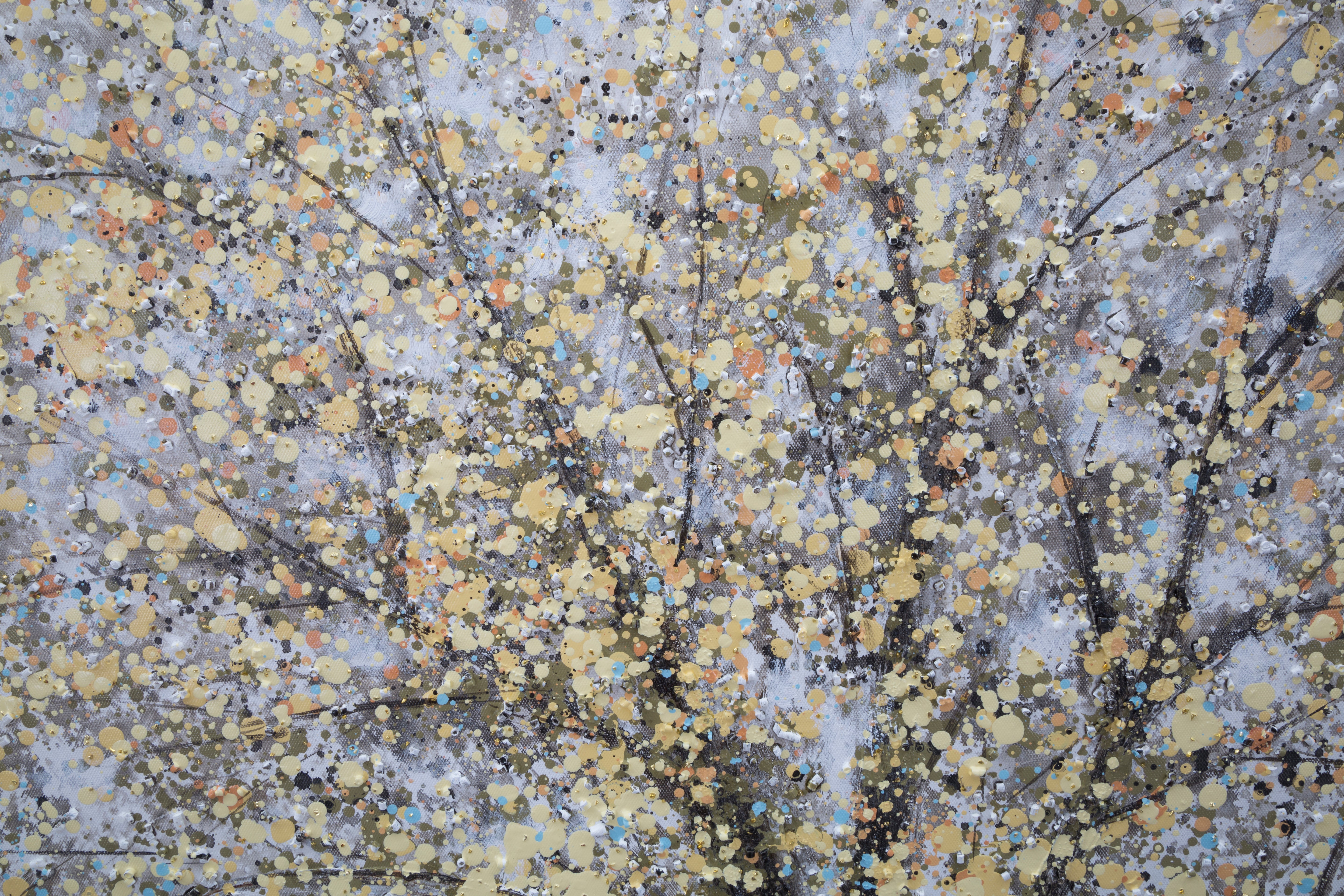 Wall picture Golden Silence tree motif canvas 80x120cm