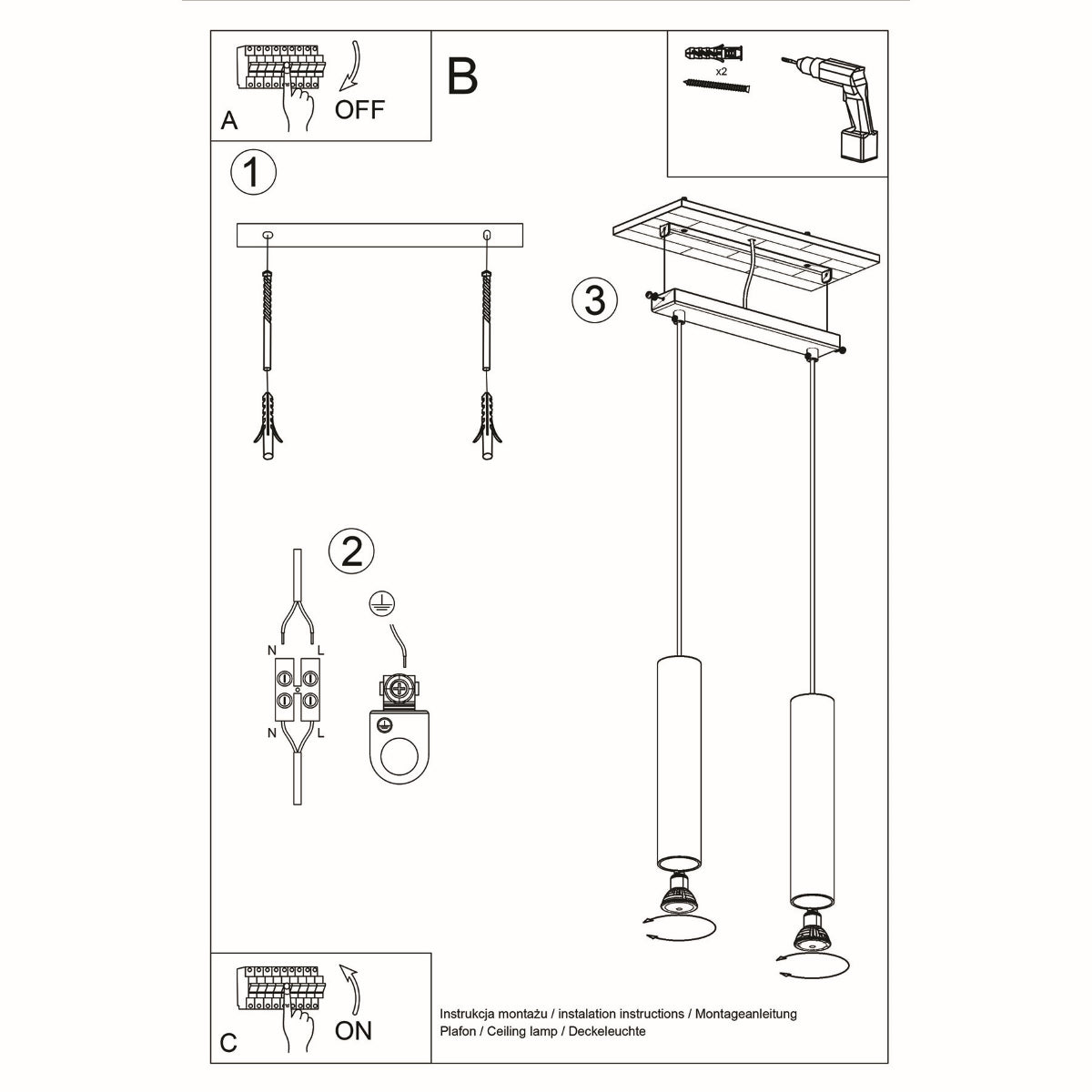 Pendant light LAGOS 2 White – Modern hanging light with two light sources