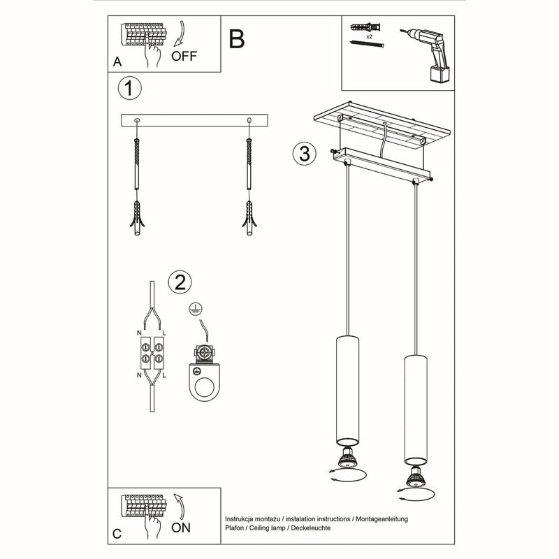 Pendant light LAGOS 2 White – Modern hanging light with two light sources