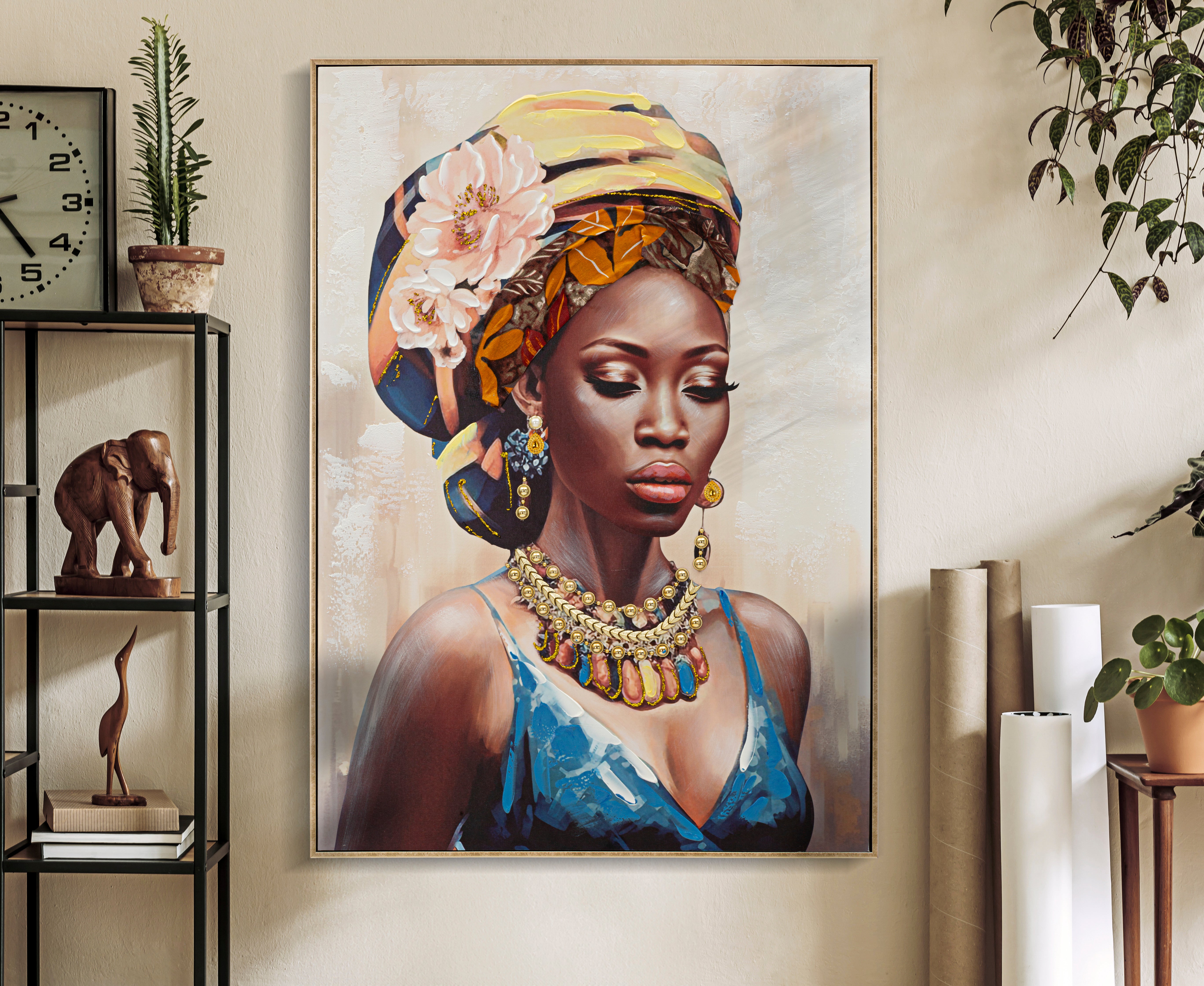 Wall picture Ayda Elegance woman portrait canvas with frame 72x102cm
