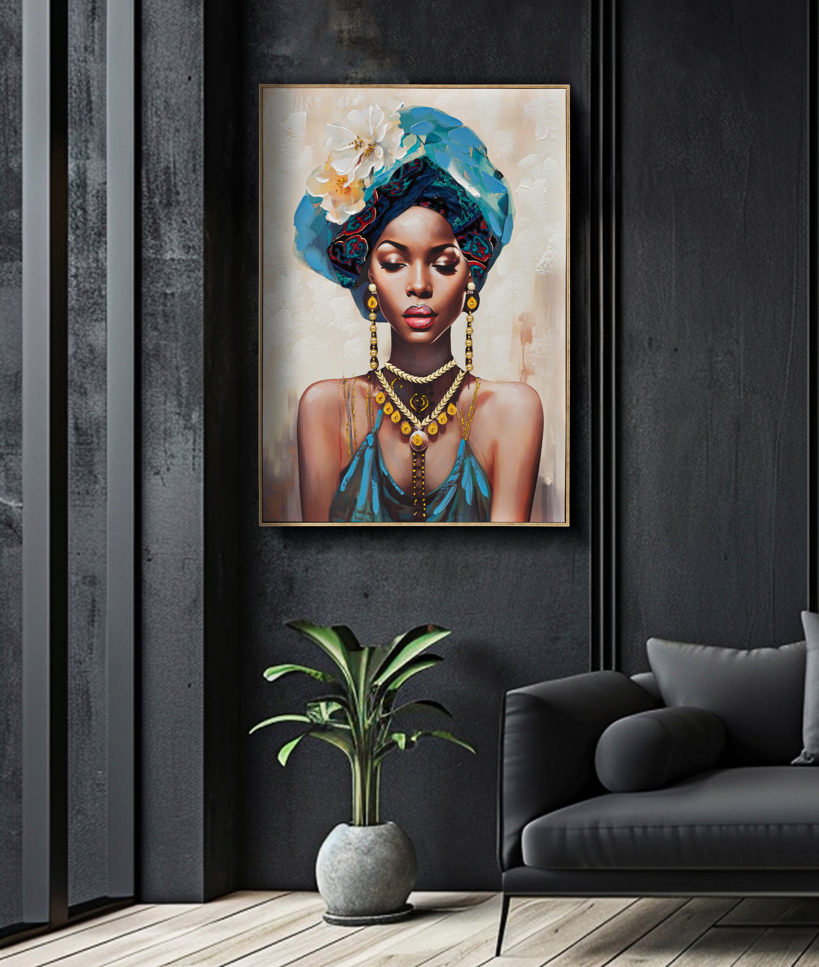 Wall picture Ayda Beauty woman portrait canvas with frame 72x102cm