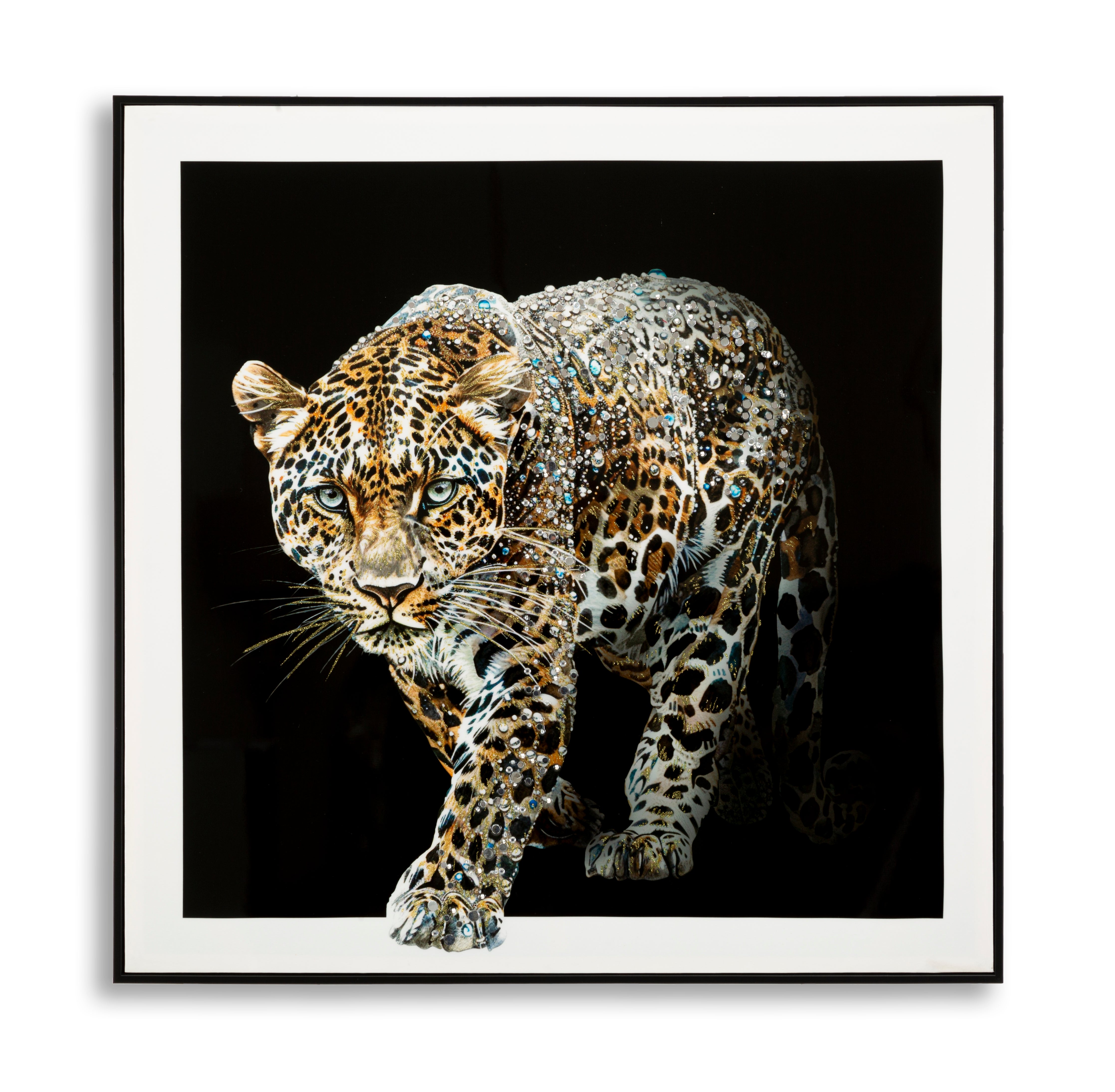 Wall picture Jaguar Deluxe with frame black lacquer look 82x82cm