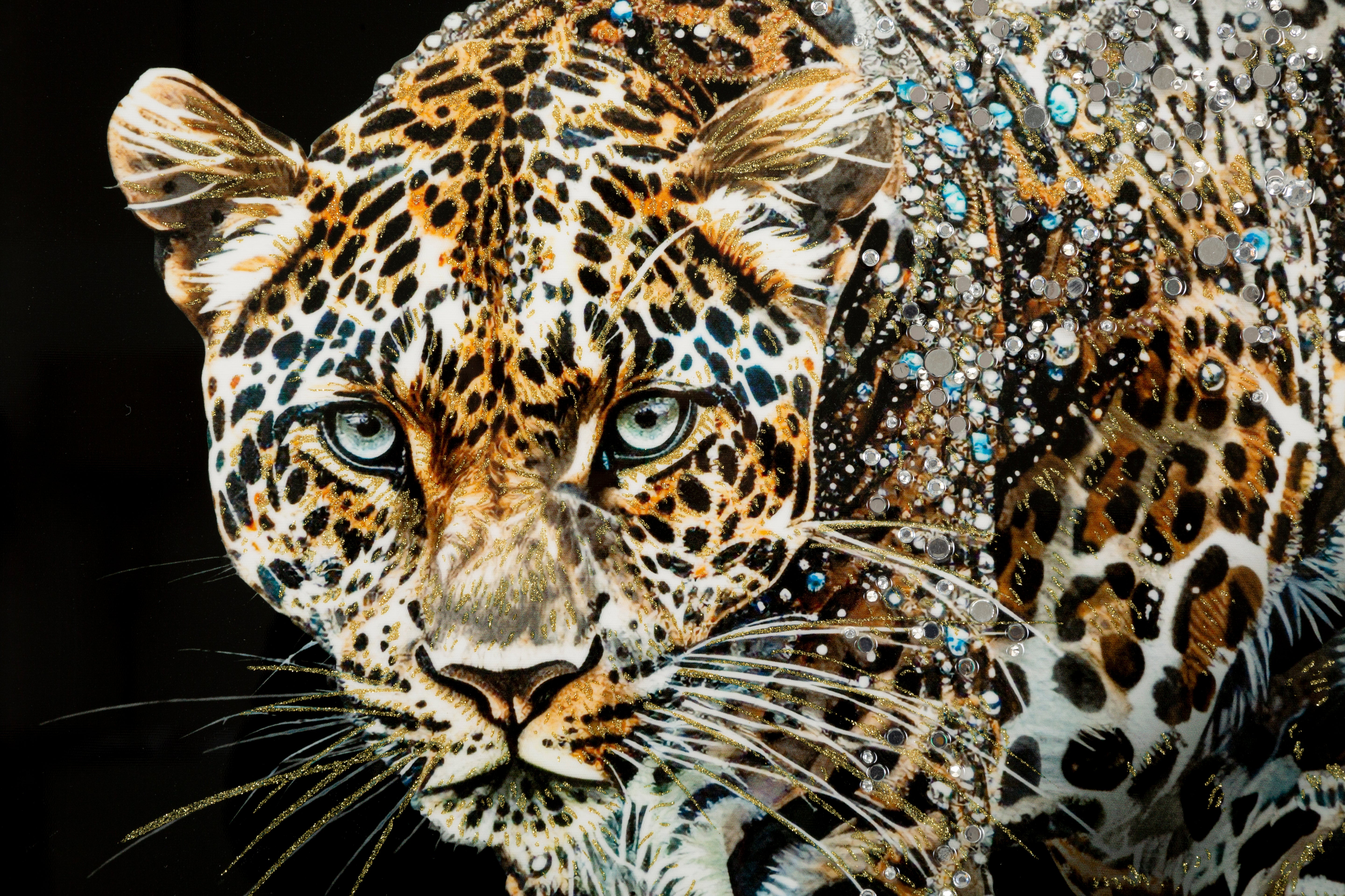 Wandbild Jaguar Deluxe Mit Rahmen Schwarz Lackoptik 82x82cm