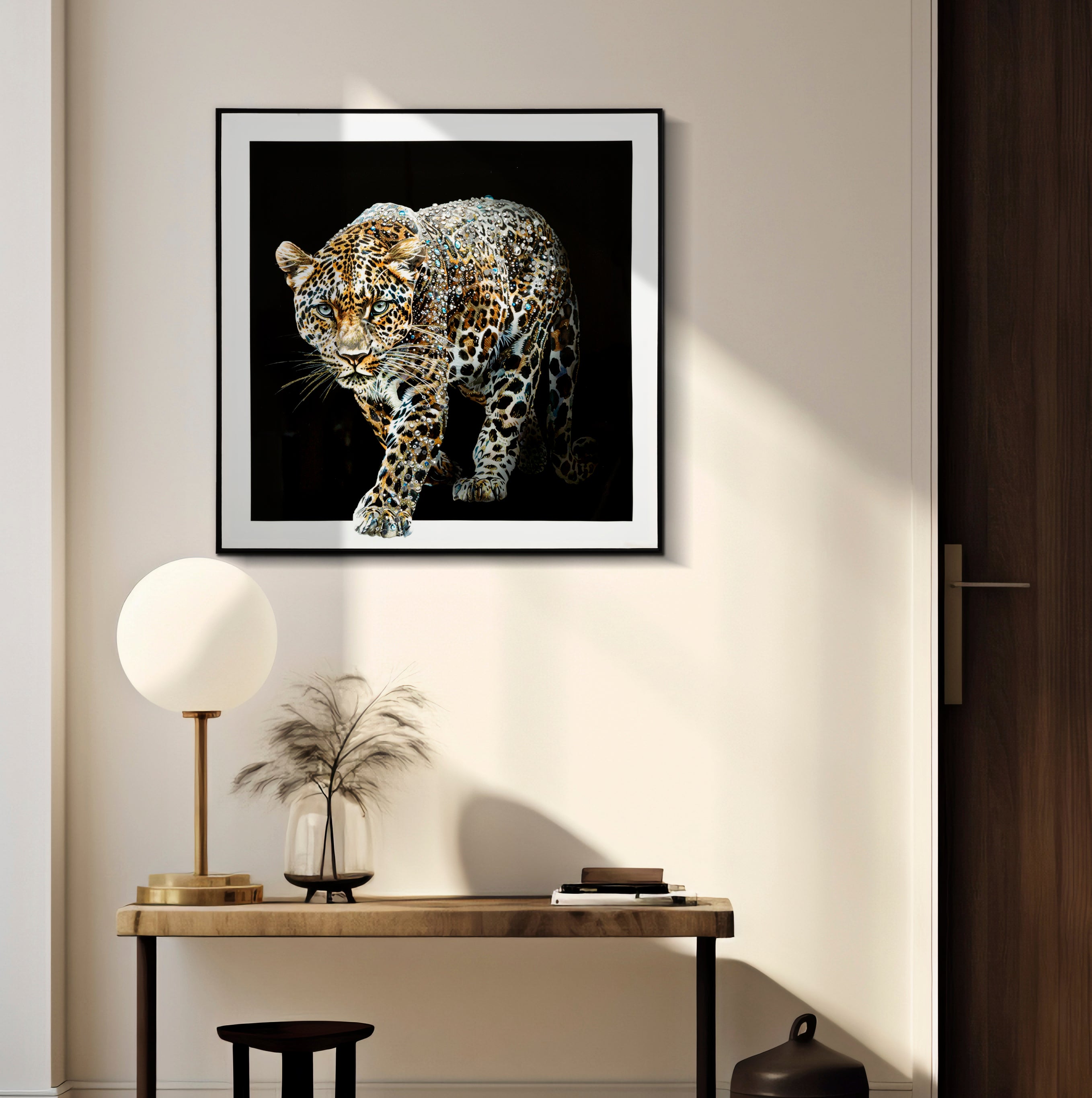 Wall picture Jaguar Deluxe with frame black lacquer look 82x82cm