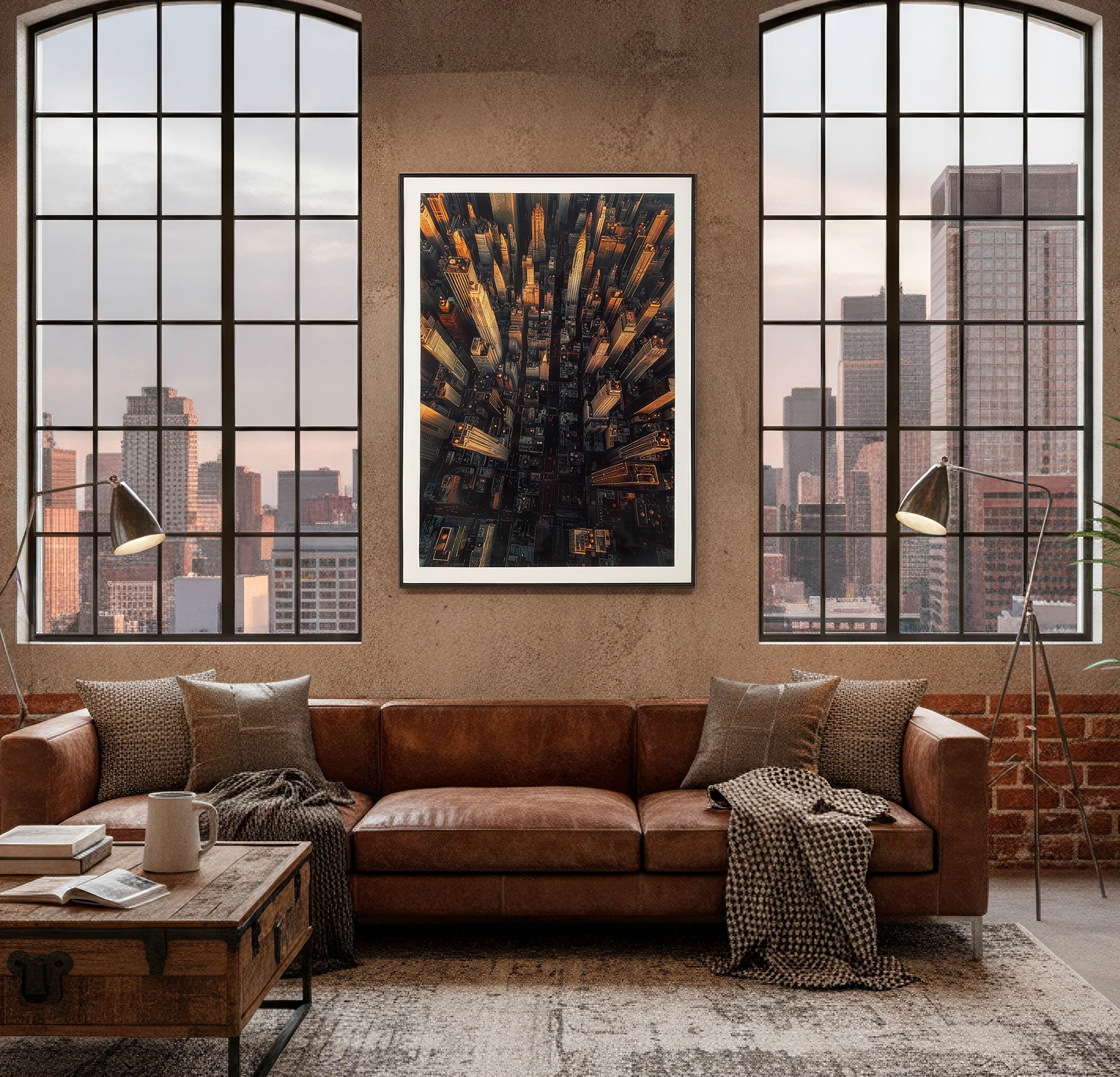 Wandbild Midtown Glow Skyline New York Modern 102x72cm