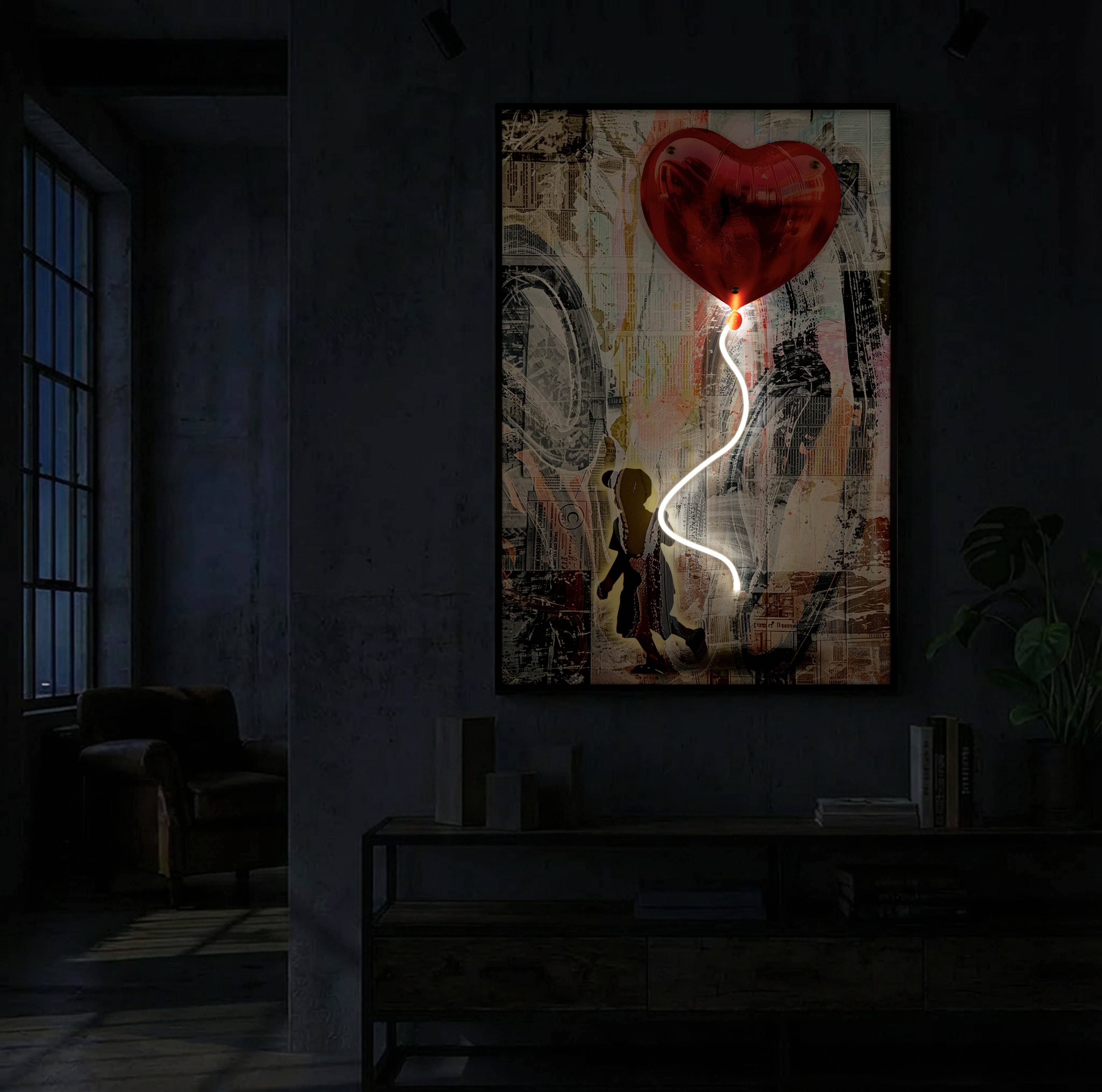 Luminara Herz LED Wandbild Acryl 3D 60x90 cm Modern