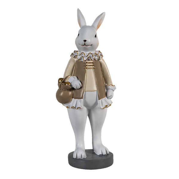 Decorative Statue Rabbit Beige, White 10x8x25 cm