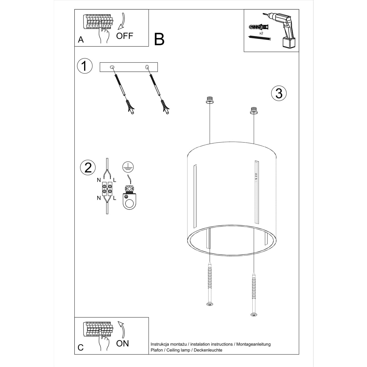 INEZ ceiling light grey