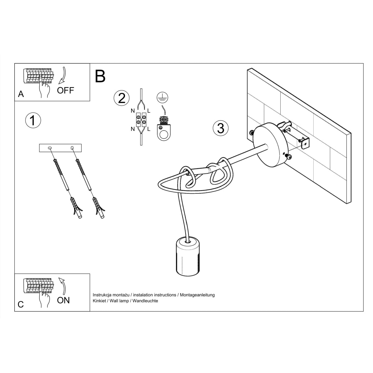 Wandlamp EDISON zwart