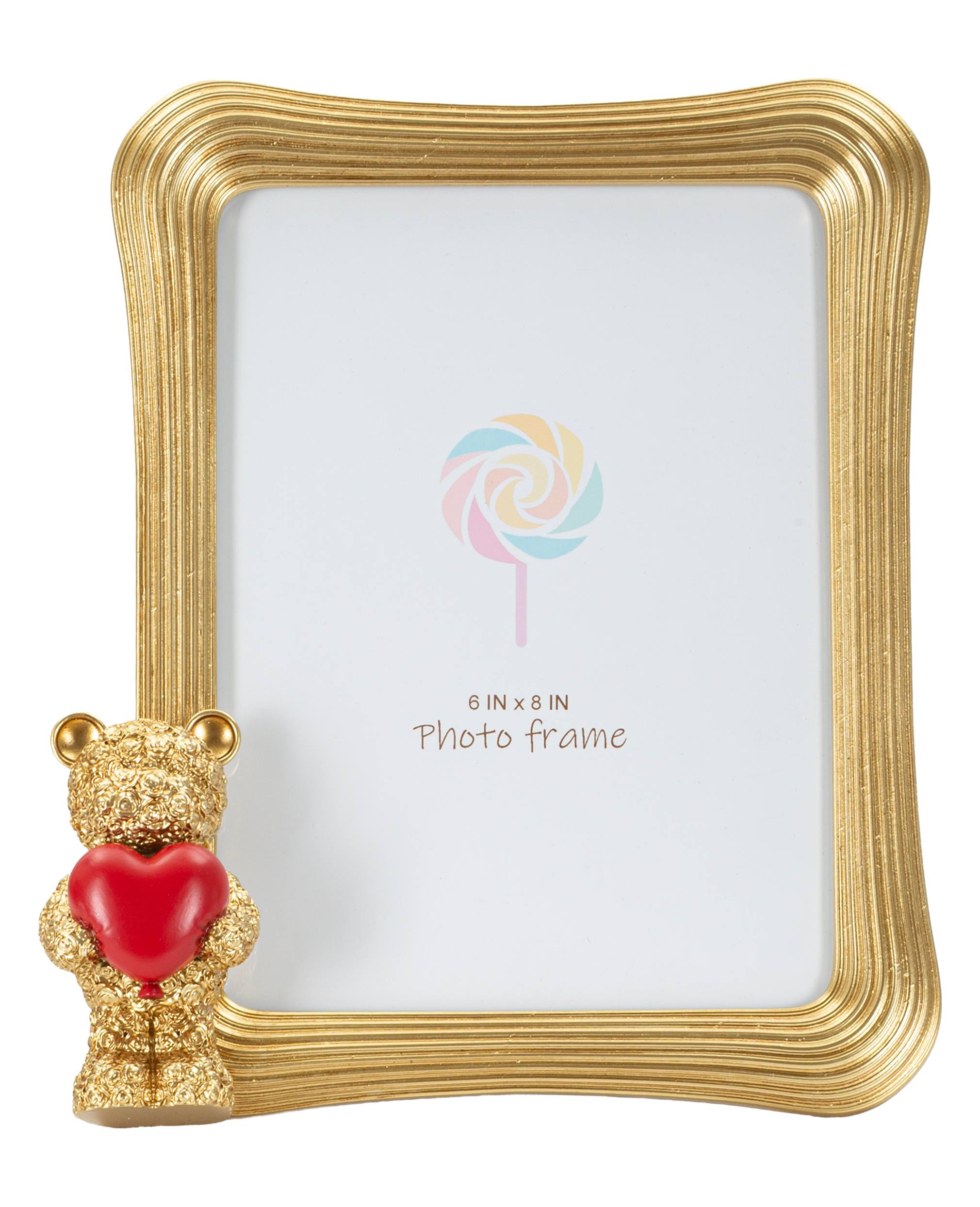 Bilderrahmen Lovino Teddybär mit Herz in Gold für Fotos 15 x 20 cm