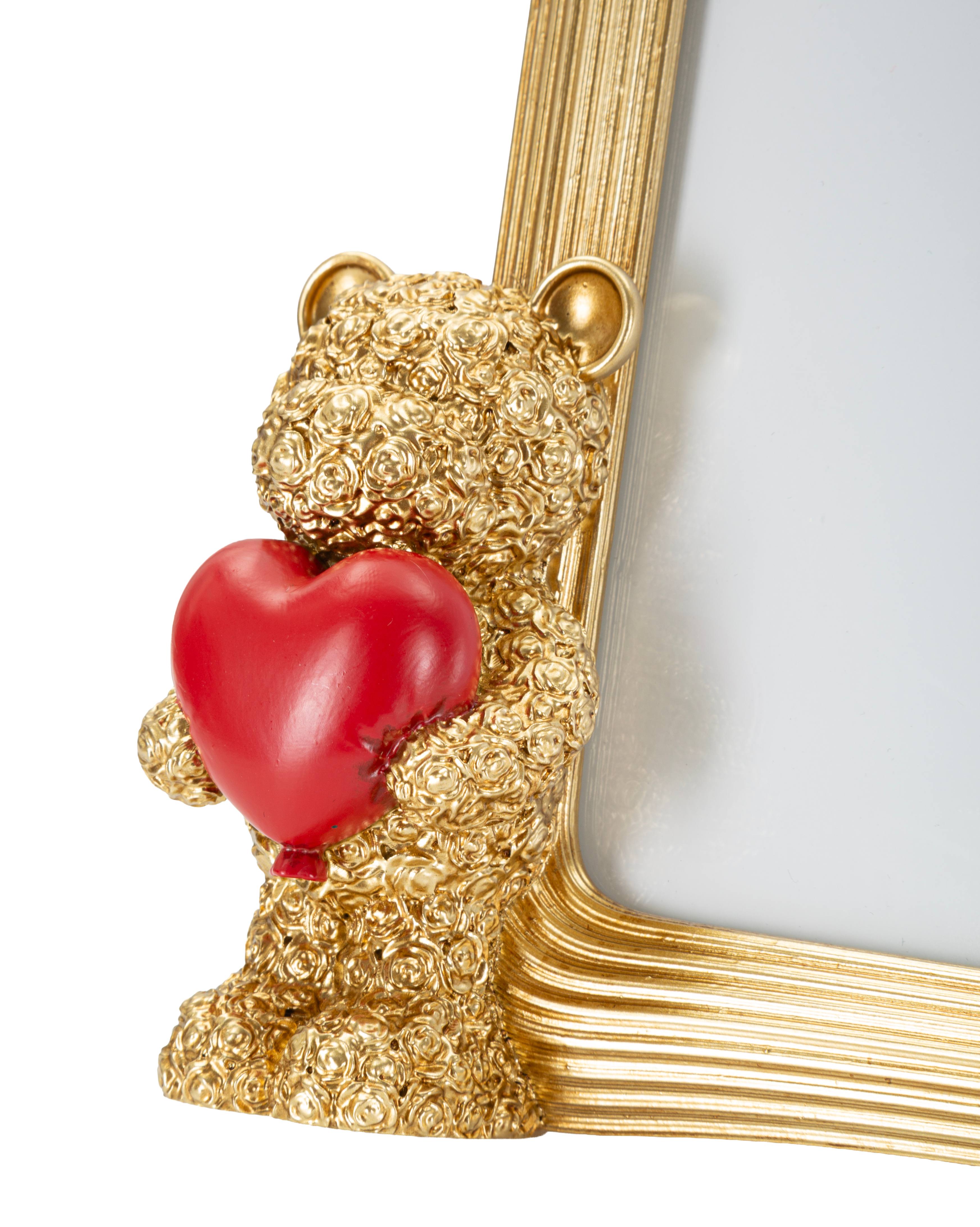 Bilderrahmen Lovino Teddybär mit Herz in Gold für Fotos 15 x 20 cm