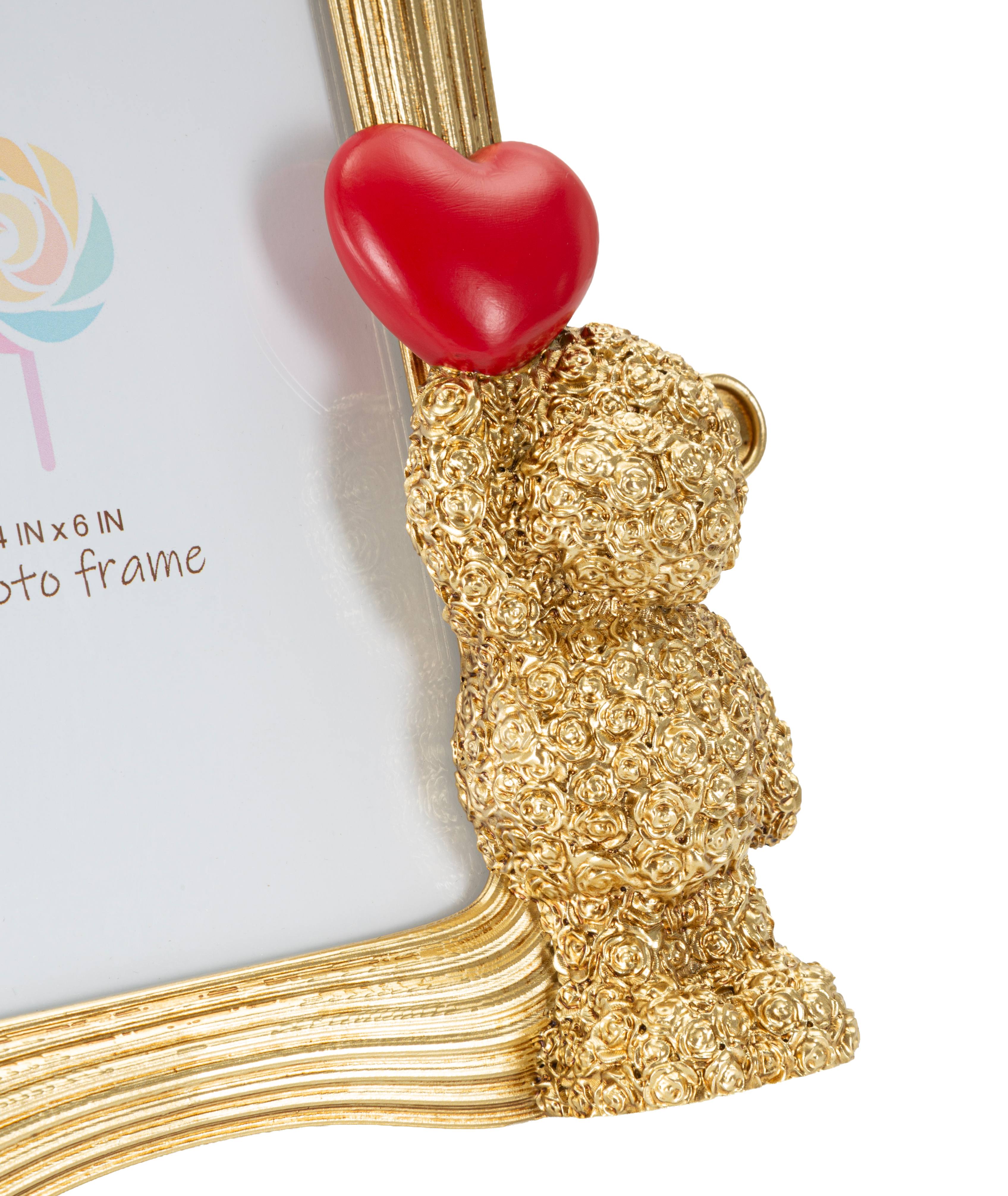 Bilderrahmen Belloro Teddybär mit Herz in Gold für Fotos 10x15 cm