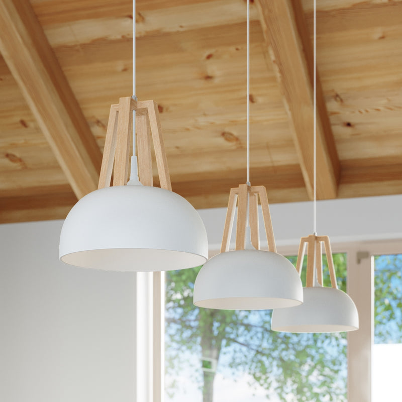 Hängelampe CASCO weiß/naturfarbenes Holz
