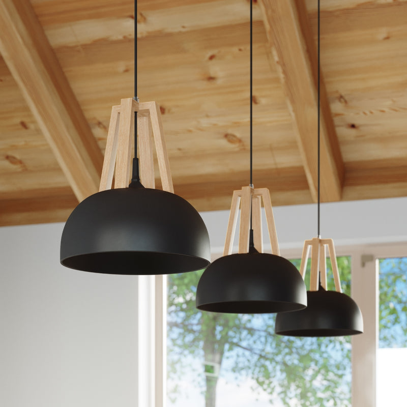 CASCO pendant light black/natural wood