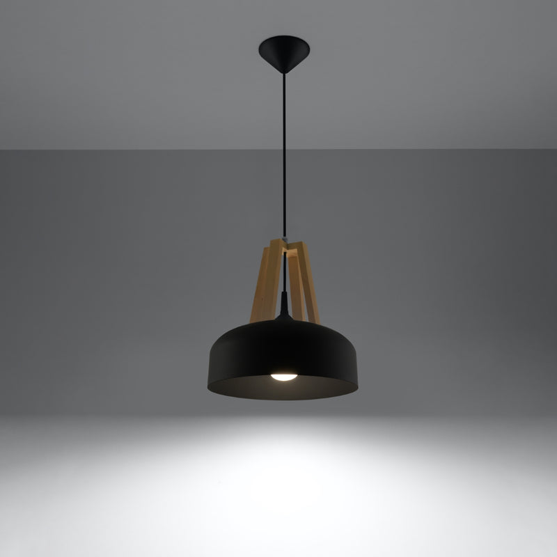 CASCO pendant light black/natural wood