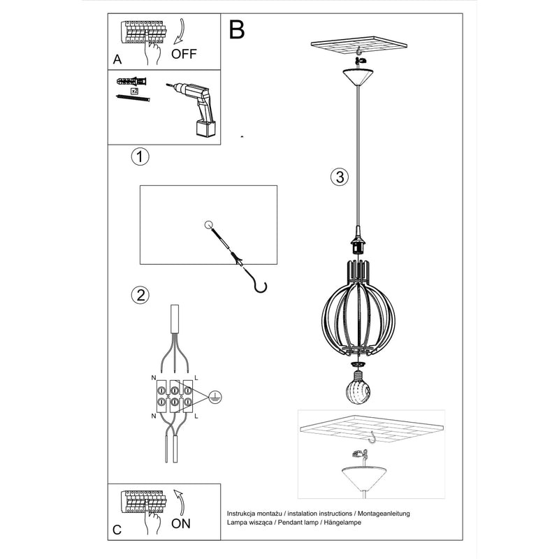ARANCIA natural wood hanging light