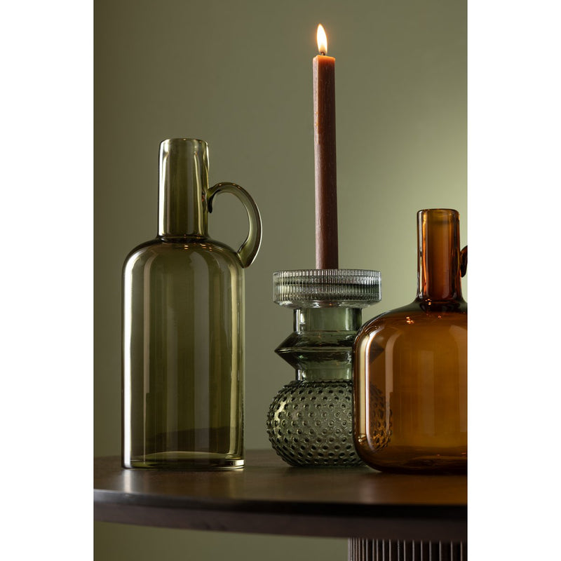 glass vase with handle in brown