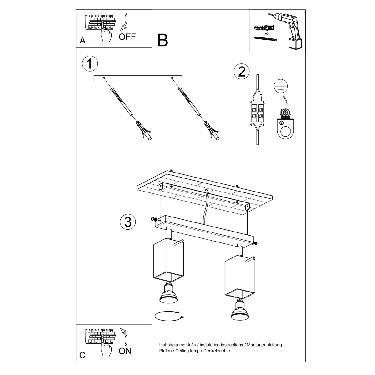 MERIDA 2 ceiling light grey