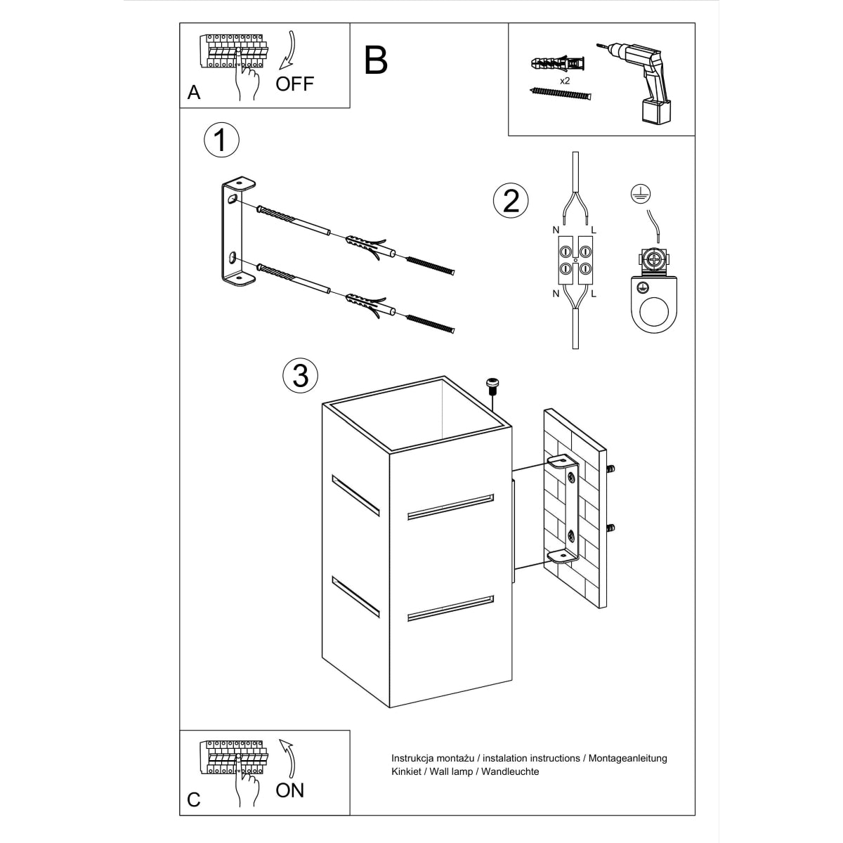 BLOCCO wandlamp zwart