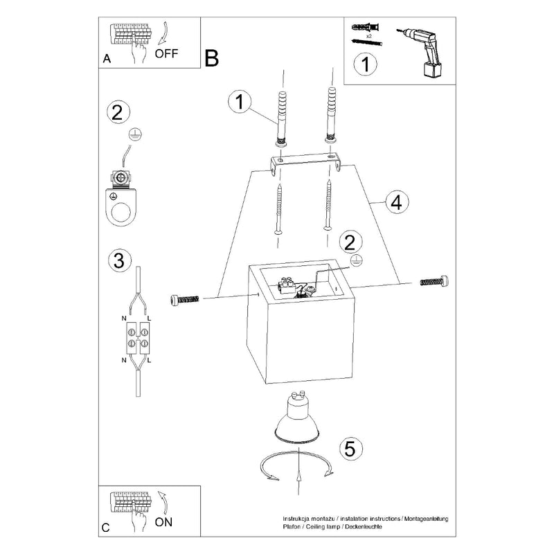 QUAD concrete ceiling light