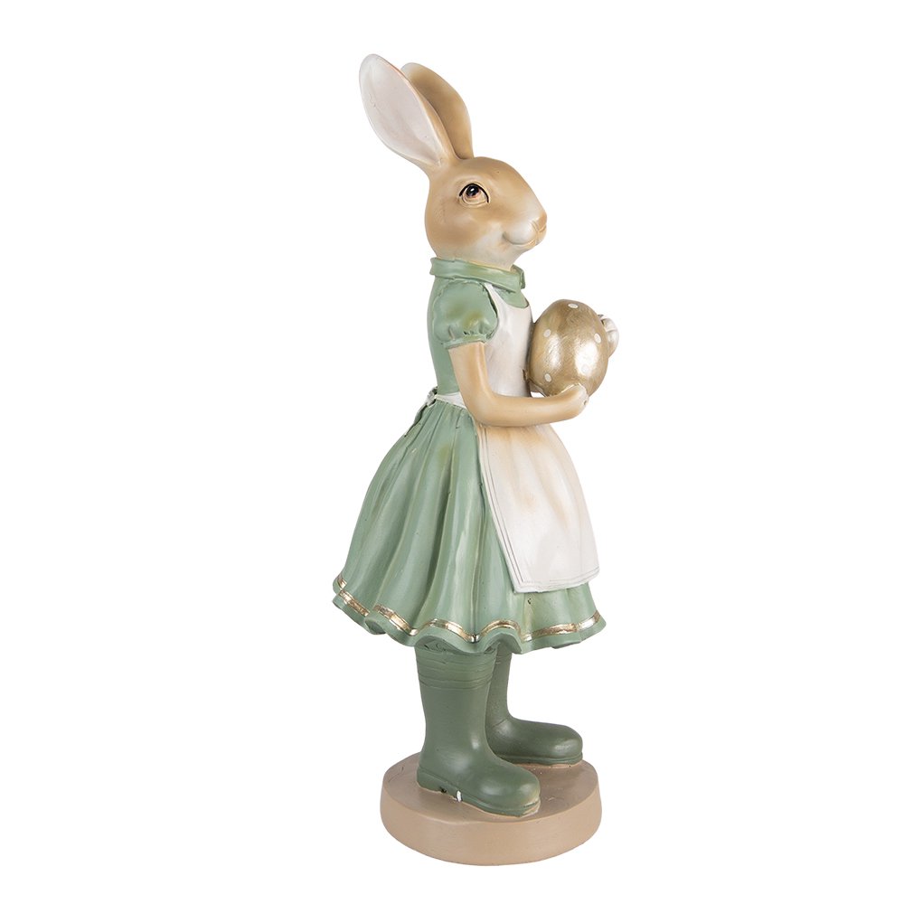 Decorative statue rabbit green, gold-colored 17x15x40 cm