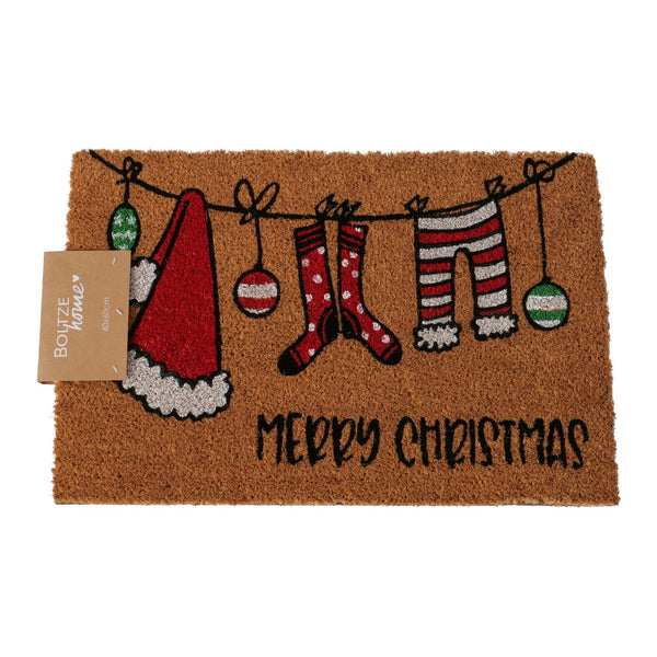 Fußmatte Weihnachten - "Merry Christmas" "- Natürliche Kokosfaser mit PVC, 60x40 cm