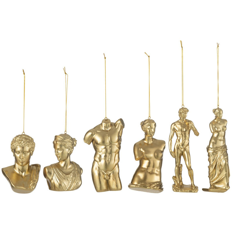 Kerstboomversiering Romeinse beelden goud set van 6