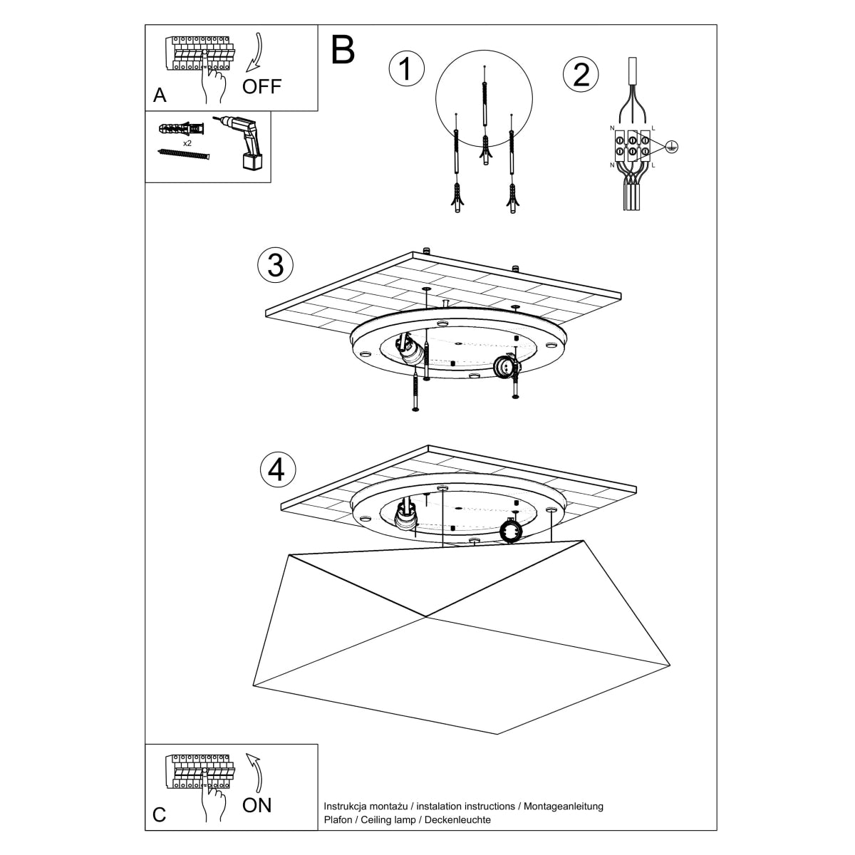 Ceiling light HEXA 35 black