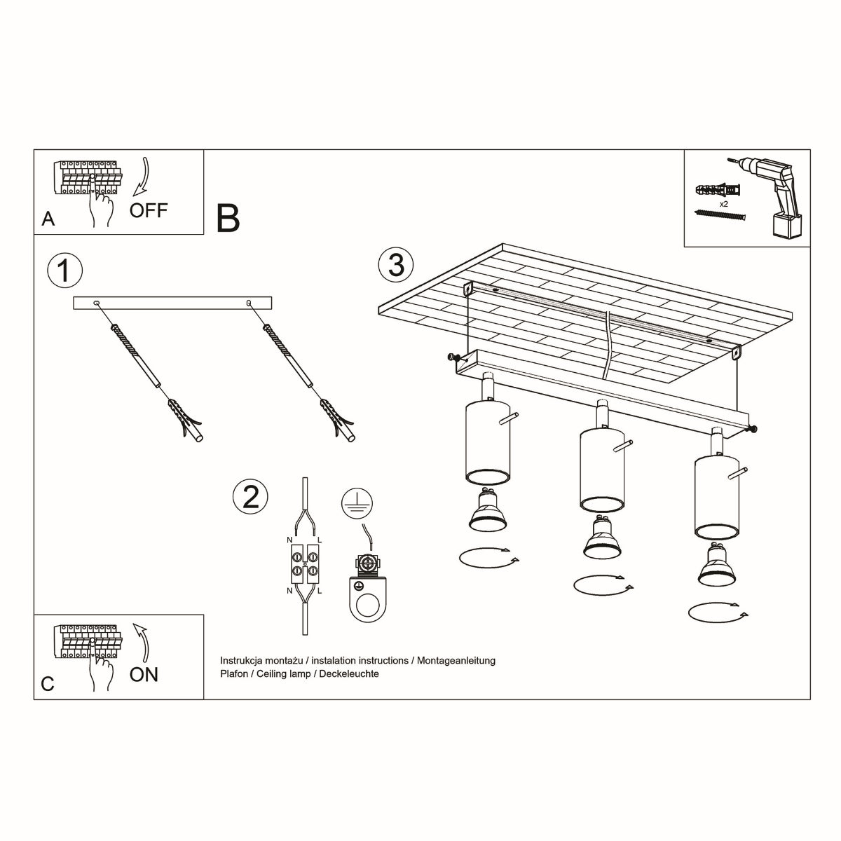 Ceiling light RING 3 chrome