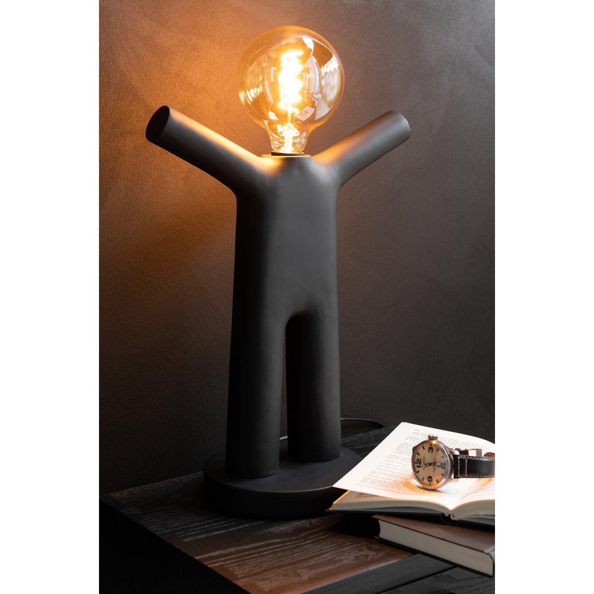 J-Line Lampe P'tit Maurice - Polyresin - Schwarz
